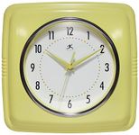 Infinity Instruments Retro Wall Clock - 9 Inch Square Clock - Silent Non-Ticking Mid Century Modern - Kitchen Clock Office Clock Diner Wall Clock - Vintage Wall Clock Decorative - Yellow