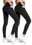 ALONG FIT High Waisted Leggings-Yoga-Pants with Pockets for Women Tummy Control Leggings Workout Sport Running Tights 2 Pack