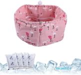 KUDES Dog Cooling Bandana Collar with Recyclable Ice Packs, Pet Dog Adjustable Ice Chill Out Collar Scarf Neck Cooler Wrap for Cat Small Medium Large Dogs Summer (Pink Flamingo, Small)