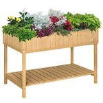 Outsunny Wooden Herb Planter with 8 Pocket, Raised Bed Container Garden Planter Boxes, 110L x 46W x 76Hcm, Natural