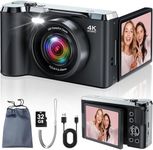 Digital Camera, 1080P Dual Vlogging Camera, Compact Digital Camera with 16X Digital Zoom, 32GB SD Card Included, Photography Camera for Kids Students Teens Beginners (Dark Black)