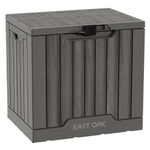 EAST OAK Outdoor Storage Box, 31 Gallon Deck Box Indoor and Outdoor Use, Waterproof Resin Storage Bin with Latch for Patio Cushions, Gardening Tools, UV Resistant, Deep Grey