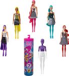 ​Barbie Color Reveal Doll Color-Block Series with 7 Surprises: 4 Mystery Bags Contain Surprise Hair Piece, Skirt, Shoes & Earrings; Water Reveals Doll’s Look & Color Change on Bodice & Hair