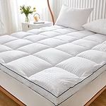 California King Mattress Pad Topper - Extra Thick Quilted Fitted Mattress Protector Pillow Cotton Top with 21" Deep Pocket for 8-24 inches Mattress,Soft and Breathable Bed Topper Cover