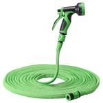 Navaris Expandable Hose 11.25-22.5m (37-74ft) - Flexible Expanding Garden Water Hose Pipe - with 10-Function Spray Gun and Quick Connectors - Hosepipes