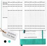 Panda Planner 2025-2026 Undated Weekly Planner, To Do List Notebook with Habit Tracker, 8” x 11”, 53 Weeks, Daily Weekly Monthly Overview for Home, School, Office, Turquoise