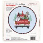 Dimensions Red Truck and Holiday Gnomes Christmas Counted Cross Stitch Kit, 6" D, 14 Cnt. Light Blue Aida 6 Piece