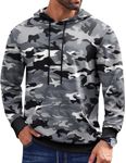 COOFANDY Mens Hoodie Pullover Long Sleeve Casual Fashion Sweatshirts Drawstring Gym Hooded Shirt with Kanga Pocket Dark Camo