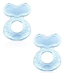 Nuby Silicone Teethe-EEZ Teether with Bristles (Blue-2 Count)