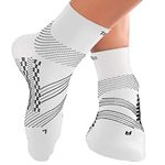 TechWare Pro Compression Socks - Ankle Support for Men & Women with Arch Supports for Plantar Fasciitis. Foot Pain Support for Injury Recovery. (White XLarge)