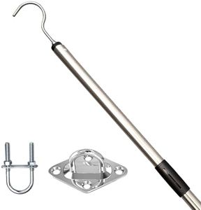 Bytcew Attic Pull Down Hook System Kit, Heavy Duty Ladder Door Stairs Puller Rod Pole Replacement for Ropes Cord String with 2 Handles