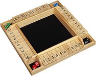 WE Games 4 Player Shut the Box(Tm) Dice Game by - Natural Wood 1 to 4 Players Can Play at the Same Time for the Classroom, Home or Pub - Large Size - 14 Inches