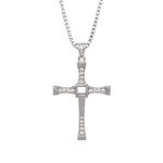 925 Sterling Silver Cross Pendant Big 1" x 2" Cubic Zirconia Pendant Necklace