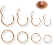 Jstyle 8 Pcs 16G 316L Surgical Steel Nose Rings Hoops Septum Rings Lip Rings Hypoallergenic Nose Clicker Ring Tragus Helix Cartilage Daith Rook Sleeper Earring Body Piercing Jewerly for Women Men,