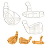 BAKERLOGY Set of 3 Golf Clubs Cookie Cutters (Designs: Driver, Iron, Putter) - Detailed Biscuit Cutter Design for Baking and Crafts, Ideal on Fondant, Dough, Clay