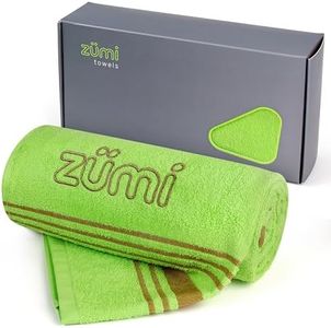 Zumi 100% Cotton Quick Dry Travel Towel - Soft, Thin, Compact, Highly Absorbent, Lightweight Camping Towel for Beach, Gym, Bath, Shower, Swimming, Dorm, RV - Green