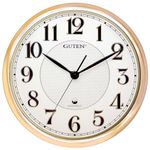Caysie 16 Inch Large Indoor Outdoor Waterproof Gold Wall Clock, Silent Non-Ticking Battery Operated Quality Quartz Round Clock for Patio, Pool, Home Decor (Gold)