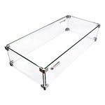 Skyflame 30 x 14 Inches Rectangular Fire Pit Glass Wind Guard for Outdoor