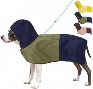 AOKOWN Waterproof Dog Raincoat with Hood, Extended Coverage Rain Jacket for Large Dogs, Wind-Resistant Secure Fit with Leg Straps, Reflective, Leash Hole, Easy Hook & Loop Fastener On/Off, Blue, XXL