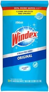 Windex Wipes Glass Cleaning Ammonia Free, Pre-Moistened Glass and Surface Wipes to Clean Home Surfaces, Crystal Rain Fresh Scent, 38 Count