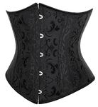 SZIVYSHI Women'S Underbust Satin Lace Up Waist Cincher Corset Shaper Bustier Top Jacquard Black S