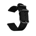 CNYMANY 18mm Universal Ballistic Watch Band, Nylon Canvas Woven Loop Replacement Strap Wristband Buckle Fastener Adjustable Closure for Smart-watch Sport Fitness Tracker - Black