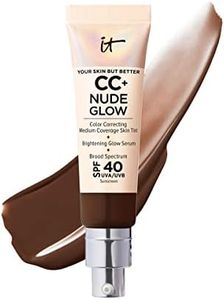 IT Cosmetics CC+ Nude Glow Lightweight Foundation + Glow Serum with SPF 40 - With Niacinamide, Hyaluronic Acid & Green Tea Extract - Deep Mocha - 1.08 fl oz
