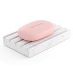 Soap Dish, Natural Marble Soap Holder, White Bathroom Soap Holder, Sponge Dish with Self-Draining Design, Suitable for Shower, Vanity, Kitchen, Sink.