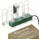 CarryUp Under Desk Cable Tray, No Drill Wire Management Clamp, Computer Cord Organizer for Under Desk, Rack Cable Hider & Holder, Cord Keepers for Home Office Organization, Cream, Powder Coated Metal