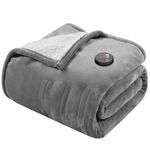 GOTCOZY Heated Blanket Electric Throw 50''X60''- Electric Throw Blanket with One Touch Button 10 Heating Level & 9 Time Settings Heating Blanket, Machine Washable (Gray)