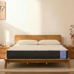 FLEXISPOT Hako Queen Solid Wood Platform Bed Frame & 10-Inch Cooling Gel Memory Foam Mattress Set, Natural Oak, 1100 lbs, Charging Storage Headboard, Bamboo Cover, Medium Firm, 10-Year Warranty