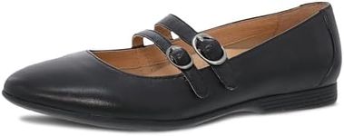 Dansko Leeza Ballerina Flats for Women - Comfortable Flat Shoes with Arch Support - Versatile Casual to Dressy Footwear - Lightweight Rubber Outsole, Black, 8.5-9