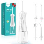 COSLUS Water Teeth Flosser Picks: 4 Modes Cordless Irrigator 300ML Portable Electric Flossing Machinerie for Teeth Cleaning Rechargeable IPX7 Waterproof Tooth Pick Set Cleaner for Travel Home
