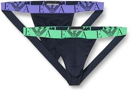 EMPORIO ARMANI (Vuoto Bold Monogram 2pack Jockstrap, Marine/Marine, M (Lot de 2) Homme