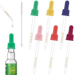 Glass Dropper Pipettes Compatible with Sodastream Bubly Drops Flavors, Flavoring Dropper 1ML Pipette with Graduated Dropper for Sodastream Bubly Bottle, with Cleaning Brush(Colorful)