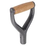 Shovel D Grip Handle, 1.22in ID Reusable Spade Handle D Grip Handle Shovel Replacement Handle with Wooden Grip, Metal Shovel Replacement Handle for Garden Digging Raking Tool