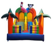 Party Craz - Multicolor Balloon Bouncy Slider Playhouse Inflatable Bouncer for Kids Bounce House with Air Blower (12 x 18 Feet)