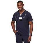 FIGS Medical Scrubs Men's Leon Three-Pocket Scrub top (Navy Blue, M)