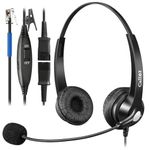 RJ9 Telephone Headset with Microphone Noise Cancelling & Quick Disconnect, Dual Landline Phone Headset Work for Cisco Office Desk Phones 7942G 7945G 7975G 7821 7841 7940 7945 7962 7965 8811 8841 8861