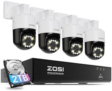 ZOSI 4K 8CH PoE Security Camera System(16CH Expandable), AI Face Person Vehicle Detect, 4 x 8MP 4K Outdoor Auto Tracking PT PoE Camera with Floodlights and 2-Way Audio, 8 Channel 8MP NVR with 2TB HDD