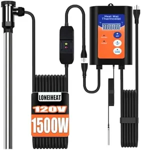 LONRIHEAT 1500W 120V Titanium Fully Submersible Immersion Water Heater with LCD Thermostat & GFCI Plug - Ideal for Pools, Hot Tubs, Bathtubs, Baptistry & Saltwater