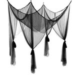 Anmas Box Mosquito Net Bed Canopy for Double Bed, Black Netting Four Corner Post Curtains Bed Drape Elegant Mosquito Net, Canopy Net with Hook & Rope for net, Screen Netting Canopy Curtains for Full