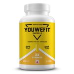 YouWeFit Omega-3 Fish Oil (60 Capsules) | 1250mg Triple Strength Fish Oil Softgel Capsules (540mg EPA & 360mg DHA) | For Joint & Heart Health, 110 grams