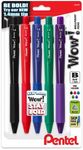 Pentel Wow! Retractable Ballpoint Pen, (1.4mm) Bold Line, Assorted Ink Colors, 5 Pack