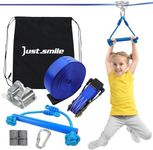 Zip ine Kit for Kids,Stainless steellackline Pulley Slider with Swing seat Zip line,Kids Zipline kit for Backyard with 60ft Ninja Slackline