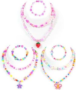 PinkSheep Toddler Jewelry Kids Jewelry Kids Necklace Choker and Bracelet 3 Pack 9pcs, Little Girls Jewelry In Box, Flower Girl Gift Kids Girls Accessories, Resin, No Gemstone