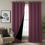 Urban Space 100% Blackout Curtains for Door 7 Feet, Set of 2 Blackout Curtains, Thermal Insulated Curtain with Eyelets and Tiebacks, Solid Curtain for Living Room Home Decor (Door 7 Feet, Mauve)