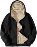 Flygo Hoodies for Men Zip Up Winter Fleece Sherpa Lined Sweatshirt Warm Jacket(Black-XXL)