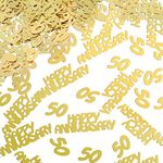 4 Bags Gold 50th Anniversary Confetti Glitter Confetti Table Decorations for 50th Anniversary Wedding Party Decoration