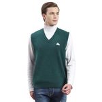 Monte Carlo Men's Wool V-Neck Sweater (1230118SL-2599_D Green Multy